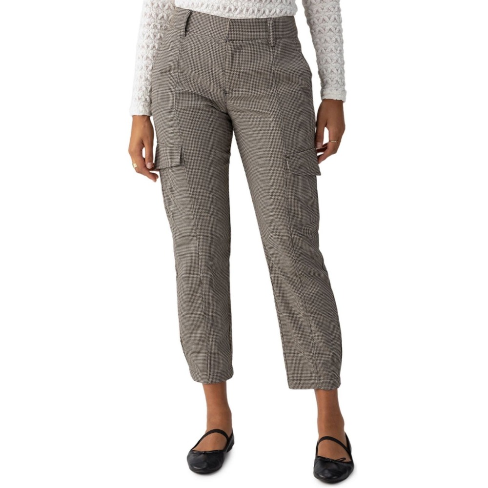 Sanctuary Cargo Pants Women 32 Brown Houndstooth Plaid Tapered Ankle